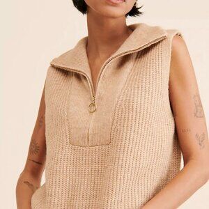 ANTHROPOLOGIE LITTLE LIES CHLOE SWEATER VEST SIZE S/M NEUTRAL.